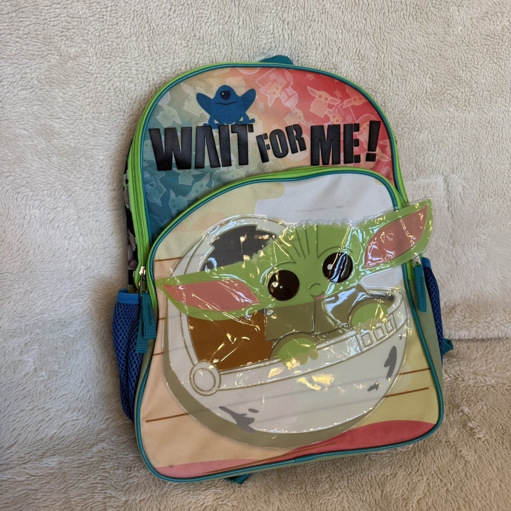 Star Wars Kids Backpack Baby Yoda Wait For Me! Blue Green